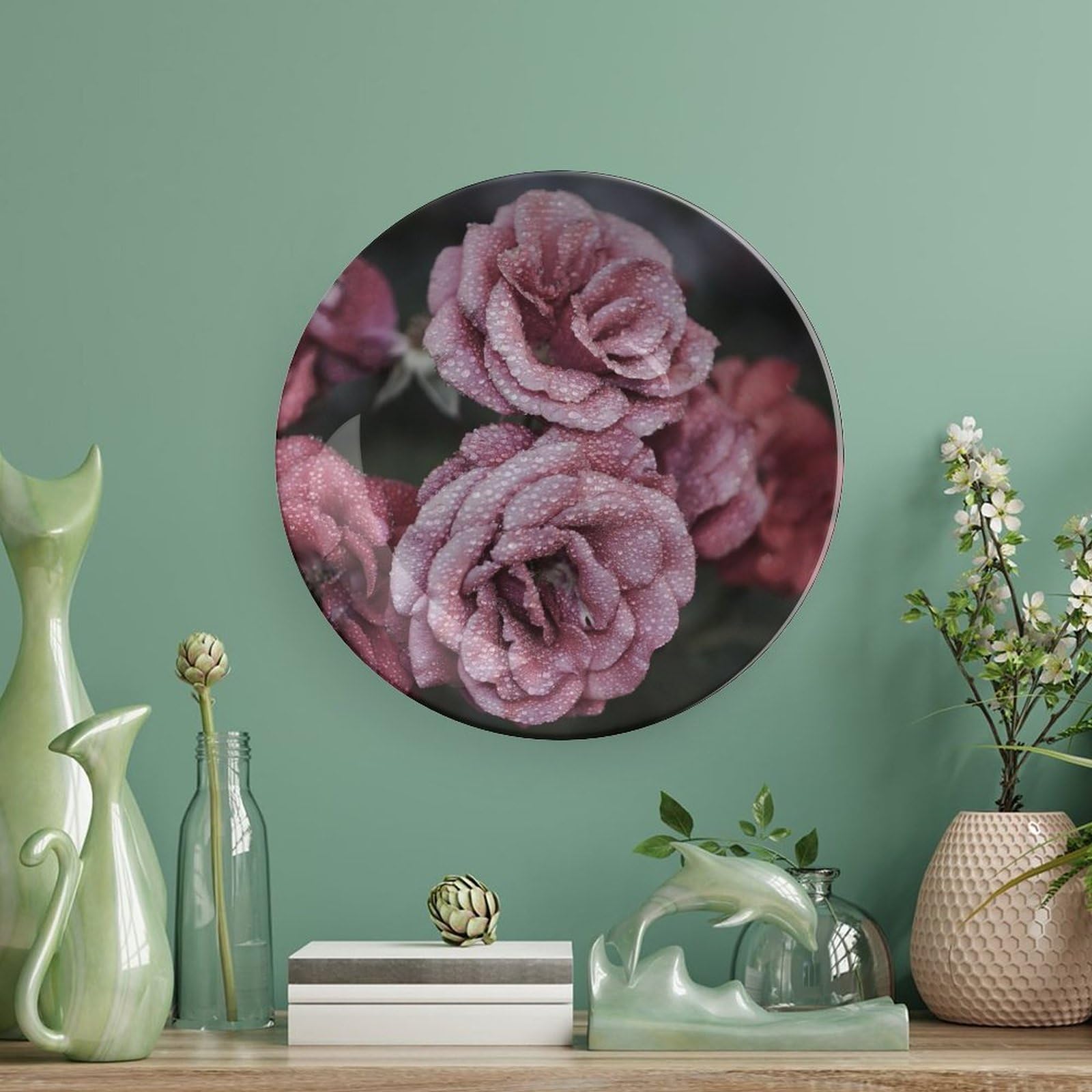 Amazon.com: Decorative Plate Wall Mount Display Vintage Pink Rose